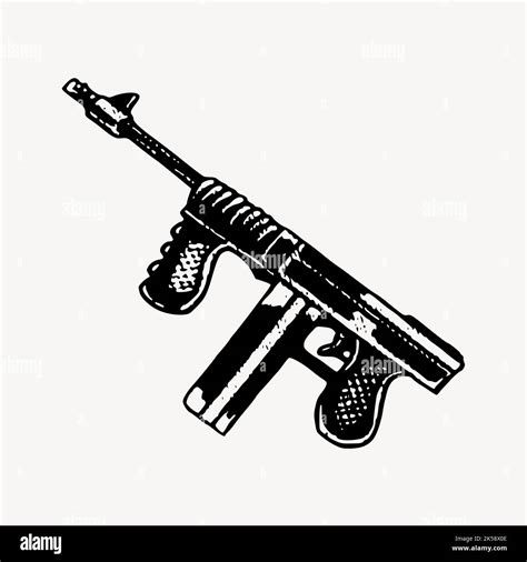 Tommy Gun Clipart Vintage Weapon Illustration Vector Stock Vector