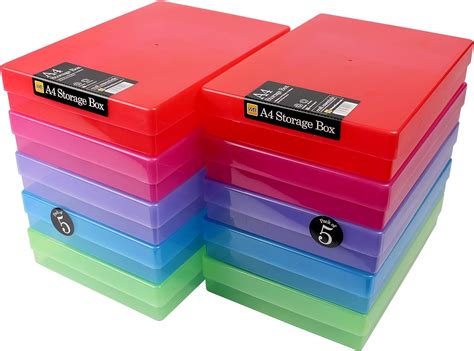 westonboxes a4 boîtes de rangement en plastique multicolor lot de 10 amazon fr fournitures
