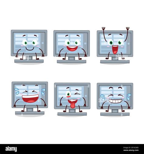 Cartoon Character Of Among Us Monitor With Smile Expression Stock