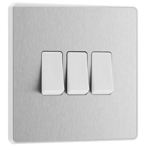 Brushed Steel 3 Gang 2 Way Switch Holbury Hardware Stores