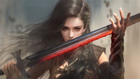 Female Warrior Fantasy With Sword Wallpaperhd Fantasy Girls Wallpapers4k Wallpapersimages
