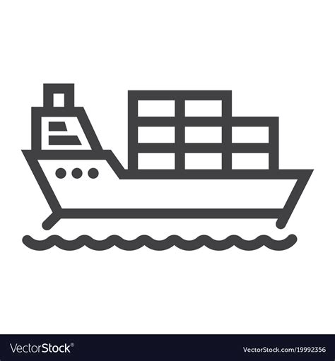 Cargo Ship Line Icon Logistic And Delivery Vector Image