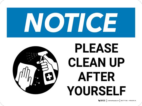 Notice Please Clean Up After Yourself Landscape Wall Sign