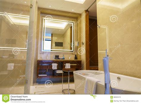 Bathroom Interior Of Brand New Luxury Resort Hotel Stock