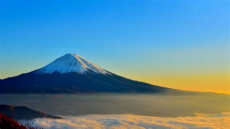 Landscape Mount Fuji Japan Mist Sunrise Wallpapers Hd Desktop And