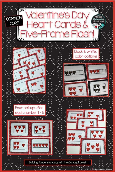 Numbers To 5 Number Sense Subitize Count Math Flash Cards Valentines