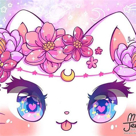 Cute animals drawing, drawing lesson for kids. Mystic 🐱🌙🌸 . . . #galaxy #kitty #mystic #floral #pastel #jenniilustrations #jennilustration ...