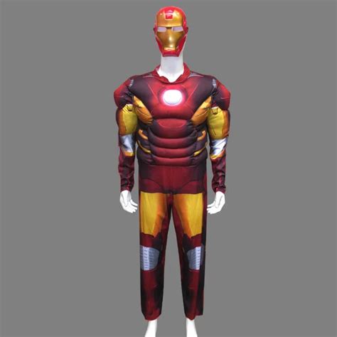 Free Shipping 2016 Iron Man Muscle Costume Ironman Superhero Jumpsuit