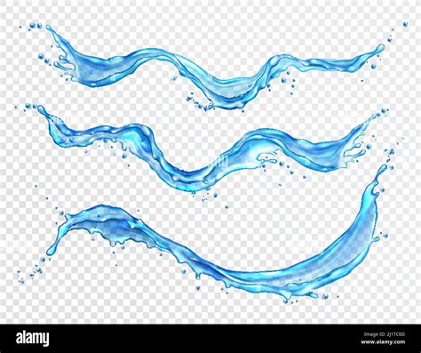 Water Splash Flowing Water Stream With Drops Realistic Vector