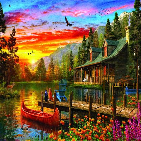 Cabin Evening Sunset 1000 Piece Jigsaw Puzzle Official Store Of