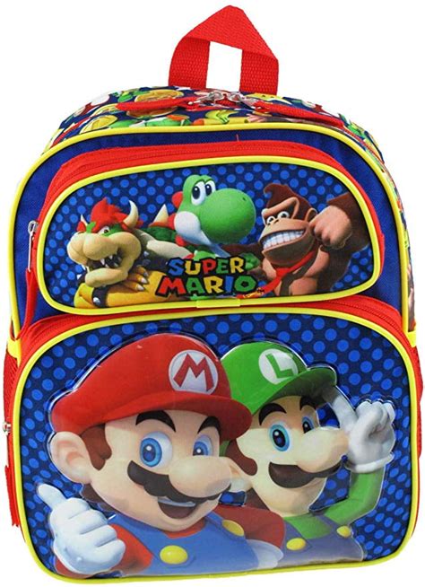 Super Mario Bros 12 Mid Size Backpack Plus Lunch Bag