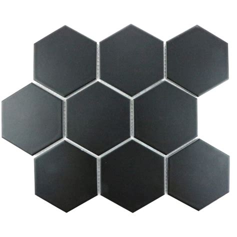 Hexagon Matt Black Mosaic 95cm X 95cm 295cm X 256cm Wall And Floor Tile