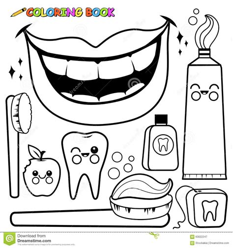 You'll need the free acrobat reader to view and print the pdfs. Coloring Page Dental Hygiene Vector Set Stock Vector ...