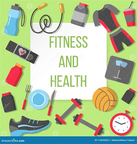 Fitness And Health Poster Stock Vector Illustration Of Heart 115634222