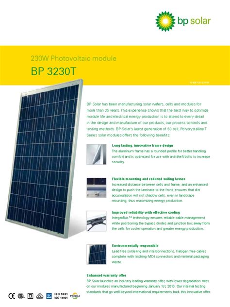 Bp 3230t Pdf Solar Panel Photovoltaics