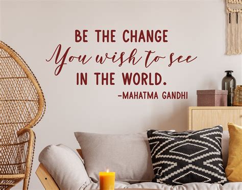 Be The Change You Wish To See In The World Wall Decal Gandhi Etsy Uk