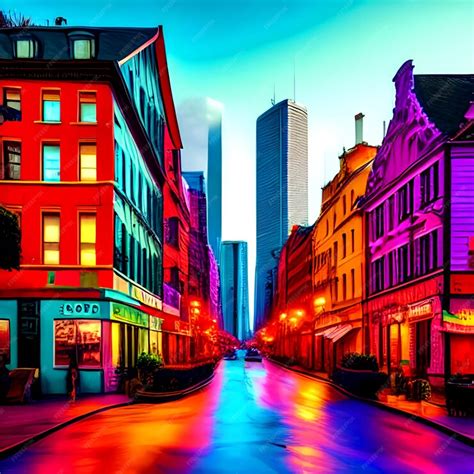 Premium Ai Image Colorful Cityscape Photo Painting Watercolor Background
