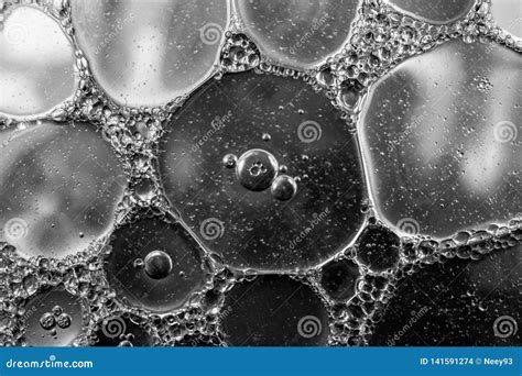 Abstract Black And White Bubbles Creative Background Stock Photo