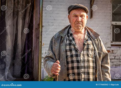 portrait of an elderly russian man in the village editorial photography image of grandfather