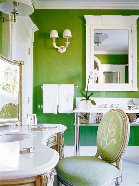 In the confines of a bathroom, a small investment can make a big splash with an accent wall made from subway tile. High styled Long Island master bath - candy apple green glass walls with white thassos vanity ...