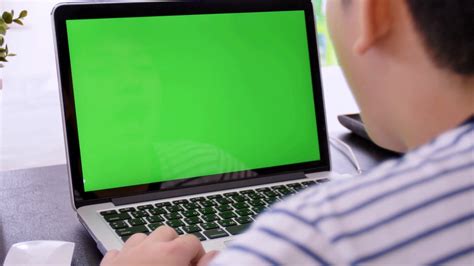 Over The Shoulder Shot Of Asian Boy Looking At Green Screen Office