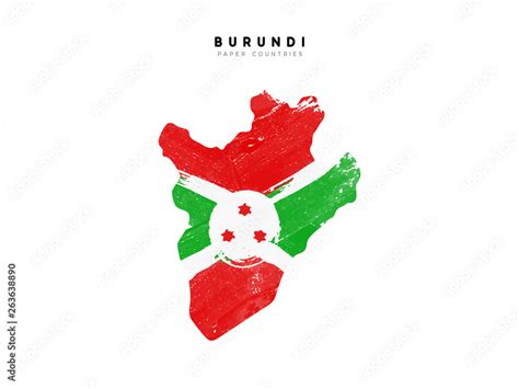 Burundi Detailed Map With Flag Of Country Painted In Watercolor Paint