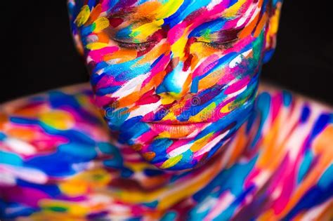 Portrait Of The Bright Beautiful Girl With Art Colorful Make Up And