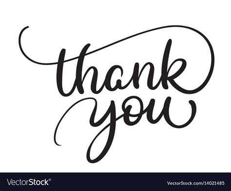 Thank You Text On White Background Calligraphy Vector Image