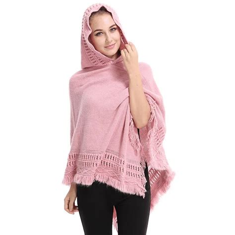 Fashion Women Hooded Shawl Ponchos Autumn Winter Soft Warm Knitwear