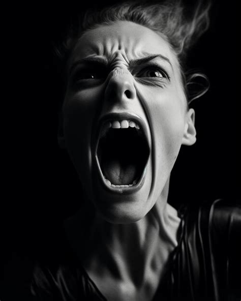 Premium Ai Image Yung Giral Face Close Up Woman Screaming With Terror