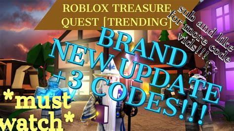 Treasure quest codes are a set of promo codes released from time to time by the game developers. 3 NEW CODES UPDATE II Roblox Treasure Quest new update! TRENDING - YouTube
