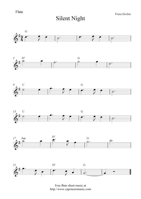 Silent Night Free Christmas Flute Sheet Music Notes