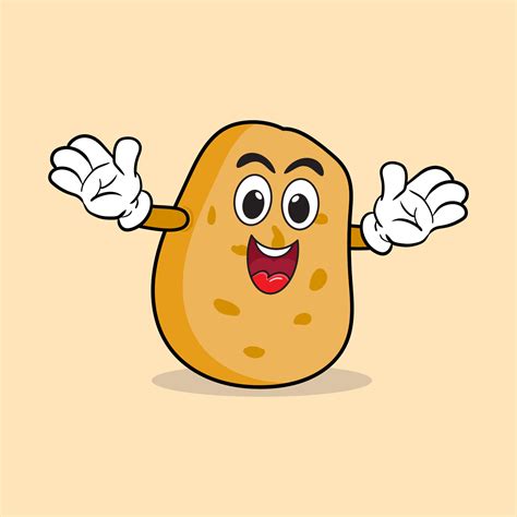 Potato Carton Character Potato Retro Design Potato Mascot Vector