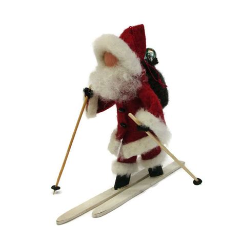 skiing santa christmas ornament cross country santa on skis etsy