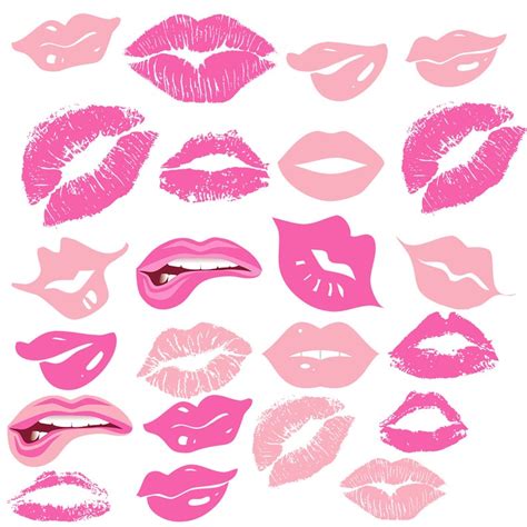 Pink Lips Kisses Hot Pink Lips Clipart 5 Custom Invitations Etsy Hong