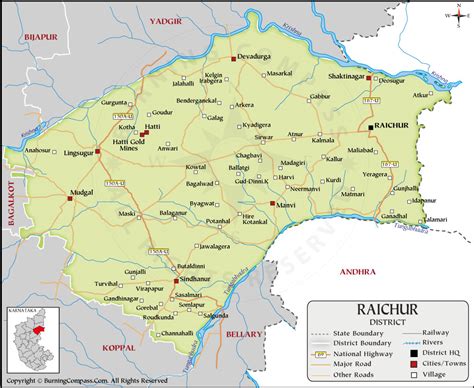 Raichur District Map Karnataka India