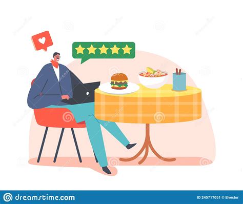 Satisfied Foodie Character Sitting At Table Enjoy Delicious Meals Food