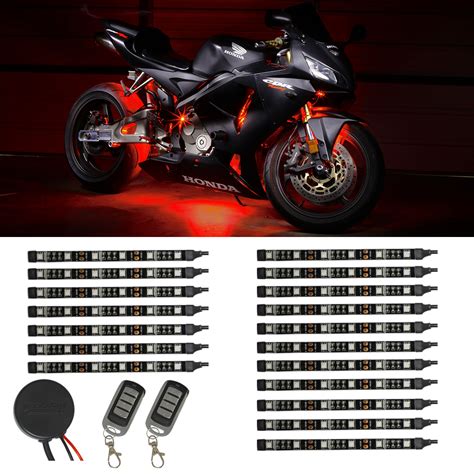 Ledglow 18pc Advanced Red Led Flexible Motorcycle Accent Neon Light Kit