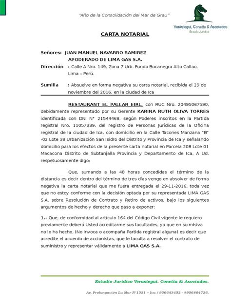 Modelo De Carta Notarial Pdf