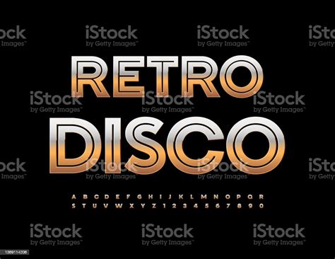 Vector Creative Flyer Retro Disco With Metallic Gold Alphabet Letters