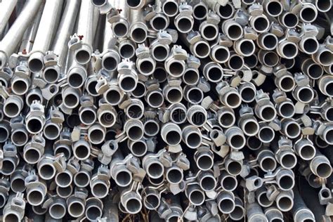 Circle Patterns In Stacked Metal Pipes Stock Image Image Of Pile