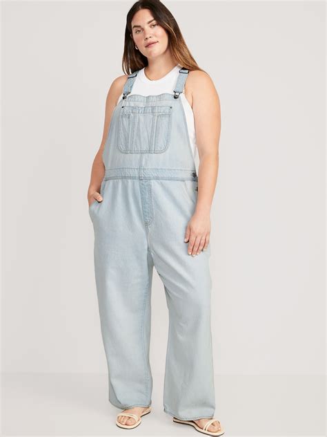 Baggy Wide Leg Non Stretch Jean Overalls Old Navy