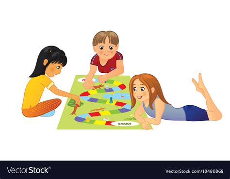 Cute Kids Playing Board Games Black And White Clip Ar