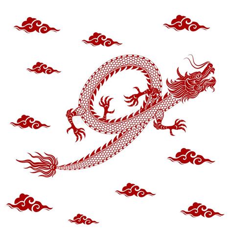 Traditional Red Chinese Dragon Stock Vector Illustration Of Happiness