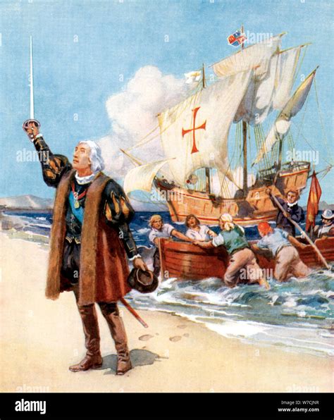 Christopher Columbus Landing In America 1492 C1920 Artist Unknown