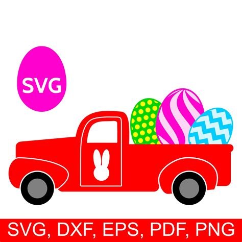 Easter Truck Svg File A Printable Easter Truck Clipart Carrying Easter