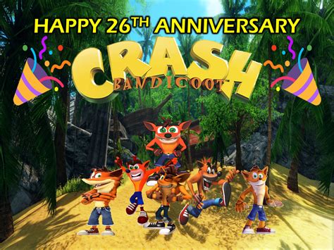 Happy 26th Anniversery Crash Bandicoot By Dwayb On Deviantart