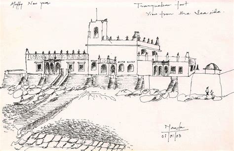 Tranquebar Fort Drawing By Karamchand Nanta Fine Art America