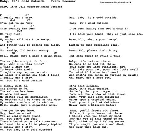 Song Baby Its Cold Outside By Frank Loesser Song Lyric For Vocal