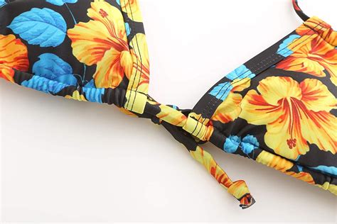 Sslr Womens Two Piece Swimsuit Flower Hawaiian Bikini Sets Blue Size